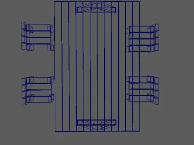 Dinning Table - Garden Table  Low-poly 3D model
