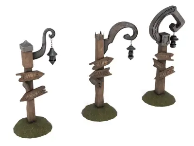 Fantasy Street Pointer Low-poly 3D model