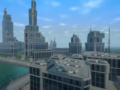 Sci fi city low-poly constructor Low-poly 3D model