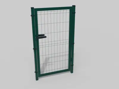 Metal Green Fence Door 3D model 3D model