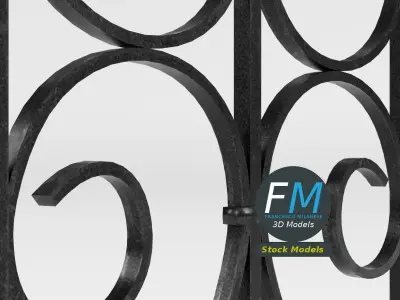 Wrought iron window grille 3D model