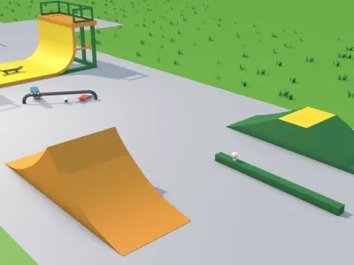 Skatepark skateboard park with ramp 3D model