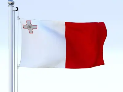 Animated Malta Flag Low-poly 3D model