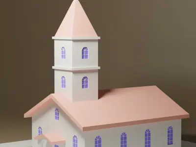 lowpoly Cartoon Church Low-poly 3D model