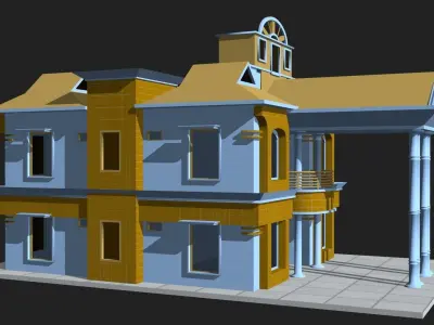 3d House Building Low-poly 3D model