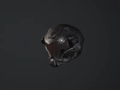 Sci Fi Helmet PBR and Highpoly Low-poly 3D model