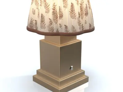 Chocolate Brown Fern Scalloped Table Lamp PBR 3D model