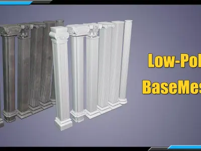 Building Architecture Element Textured Base Mesh 14 Low-poly 3D model