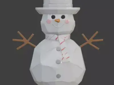 Low Poly Stylized Snowman 3D Model Low-poly 3D model