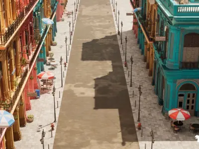 Havana Street Environment Low-poly 3D model