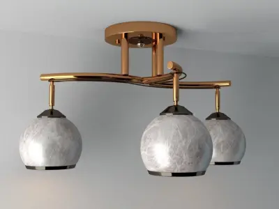 Chandelier three light ceiling fixture 3D model
