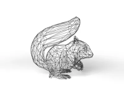 Squirrel Wireframe Low-poly 3D model
