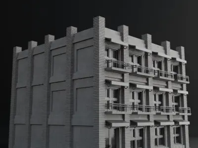 OLD RETRO CLASSICAL BUILDING 5 Low-poly 3D model