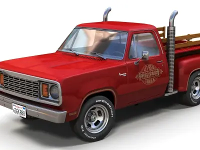 1976 Dodge Lil Red Express truck Low-poly 3D model