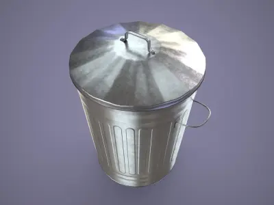 Dustbin metal trash can Low-poly 3D model