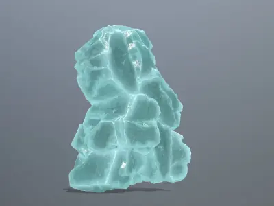 Stone piece of turquoise rock Low-poly 3D model