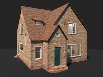Brick House interior and exterior Low-poly 3D model