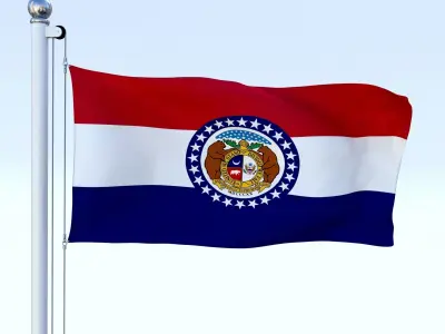 Animated Missouri Flag Low-poly 3D model