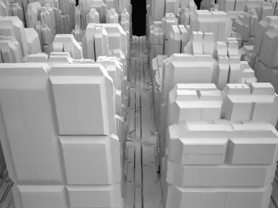 Cityscape 1 Building Road Futuristic Low-poly 3D model