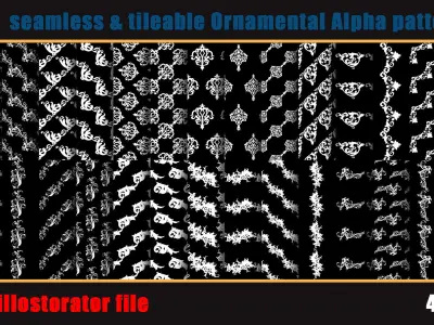 705 seamless and tileable Ornamental Alpha patterns 90 Ai file Texture