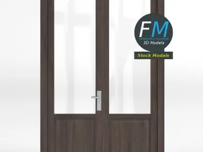 Glass panel double door 3D model