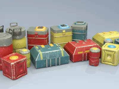 Sci Fi containers Low-poly 3D model