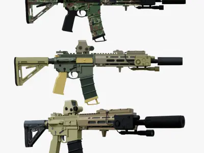 Military equipments and weapons collection 3D Model Pack