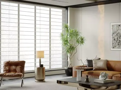 Italian style light luxury living room 3D model