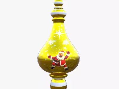 Christmas Santa Ornament Gold Bauble PBR Holiday Decoration  Low-poly 3D model