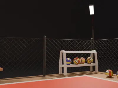 Volleyball Court Environment Low Poly 3D model