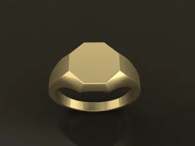 Signet Octagon Ring Band Mix Size 5 6 7 8 9 10 3D print model