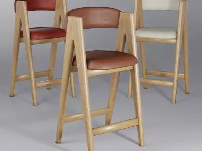 Wooden Bar Stool - Wooden Chair - Low Poly -  Game Ready - PBR Low-poly 3D model