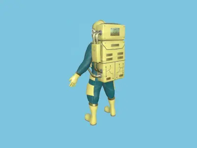 Astronaut Outfit 08 - Green Yellow - Character Design Fashion Low-poly 3D model