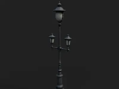 Triple Lamp Post 2 Low-poly 3D model