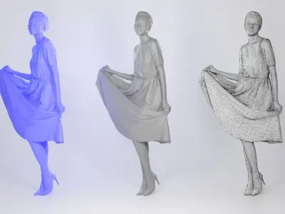 Pretty woman in a light summer dress 194 Low-poly 3D model