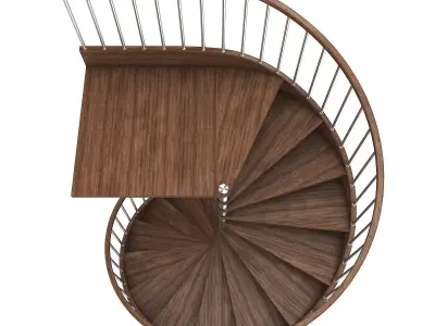 Wooden Spiral Stairs 1 3D model