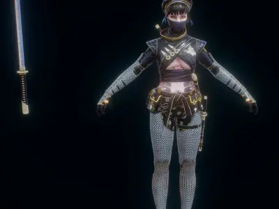 Kunoichi Samurai Low-poly 3D model
