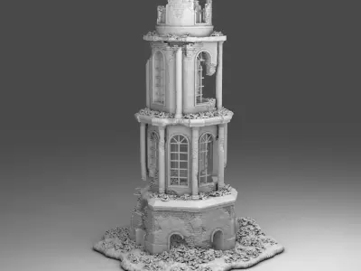 Destroyed tower 3D print model