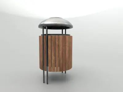 Modern Timber Street bin Vol 04 Game Ready PBR Low-poly 3Dmodel Low-poly 3D model