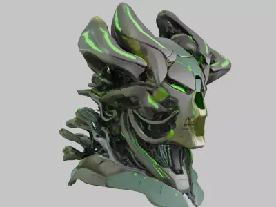 Futuristic Neon Warlord 3D Model Low-poly 3D model