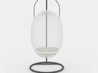 Chillout rattan hanging chair 3D model