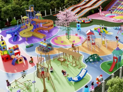 Amusement park Low-poly 3D model