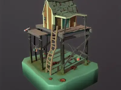 3D fishermans house Low-poly 3D model
