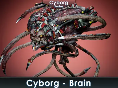 Cyborg Brain Low-poly 3D model