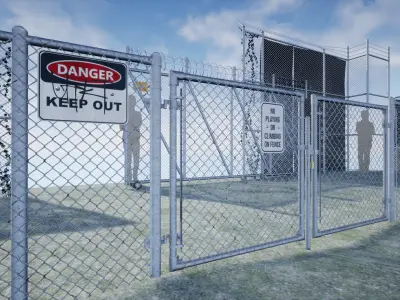 Chain Link Fence PBR Low-poly 3D model