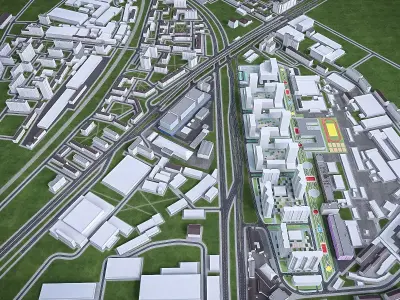 Urban Area 01  Low-poly 3D model
