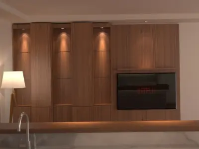 TV unit wood  3D model