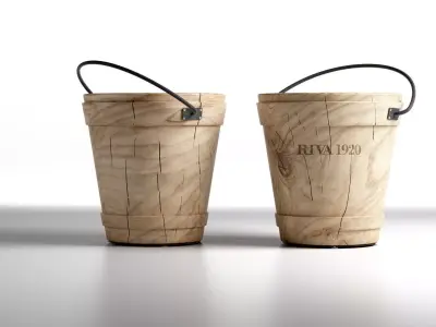 Secchio two wooden buckets with handles 3D model