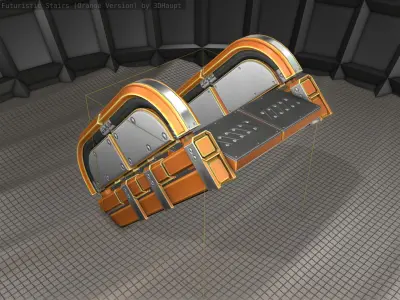 Sci-Fi Stairs - 30 - Orange Version  Low-poly 3D model