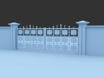 Fence and Gate 02 3D model